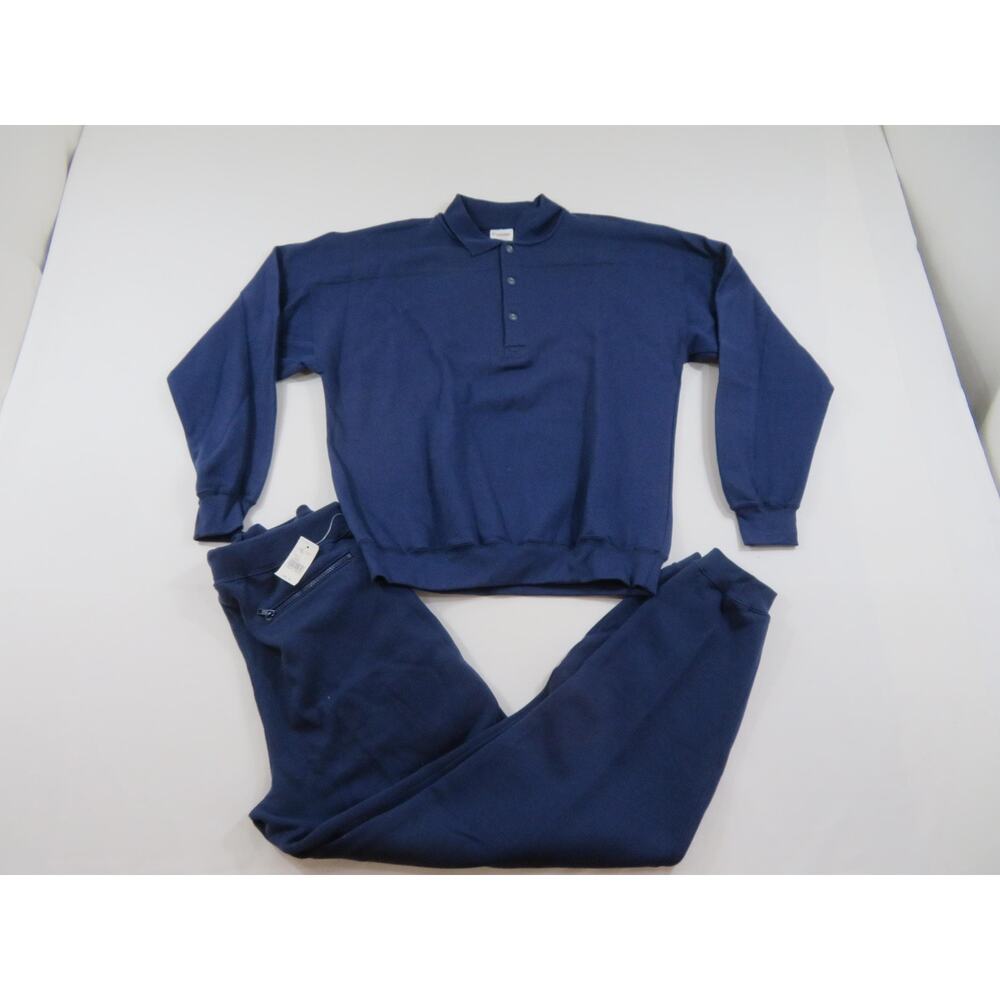 Cheetah M20 2pc Sweatsuit Sweatshirt Pants, Navy Blue Sz L Blank Plain 1990s New